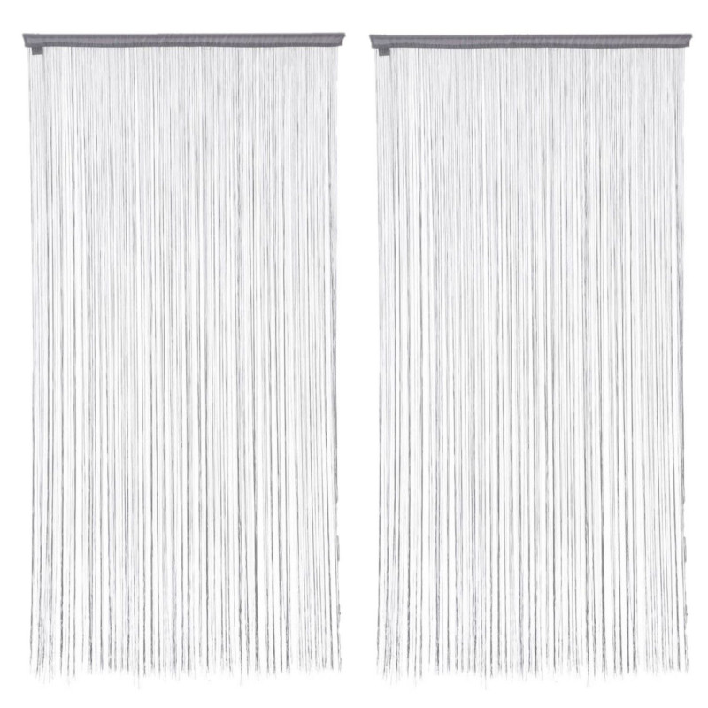 Lot 2x Rideau fils - 90 x 200 cm - Gris