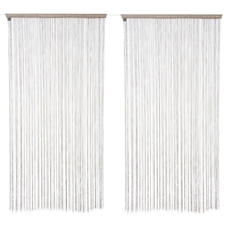 Lot de 2 rideaux fils - 90 x 200 cm - Couleur Lin