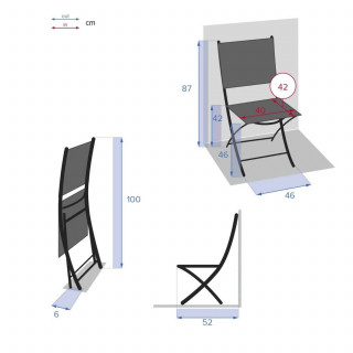 Lot de 4 Chaises de jardin pliable Modula - Acier et polyester - Taupe et gris