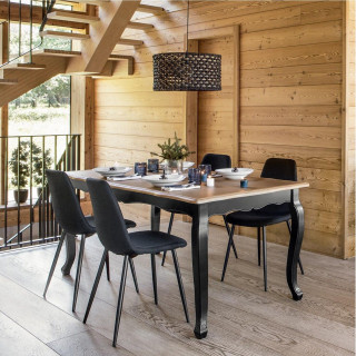 Lot de 4 chaises en tissu noir et pieds métal noir - NOKAS