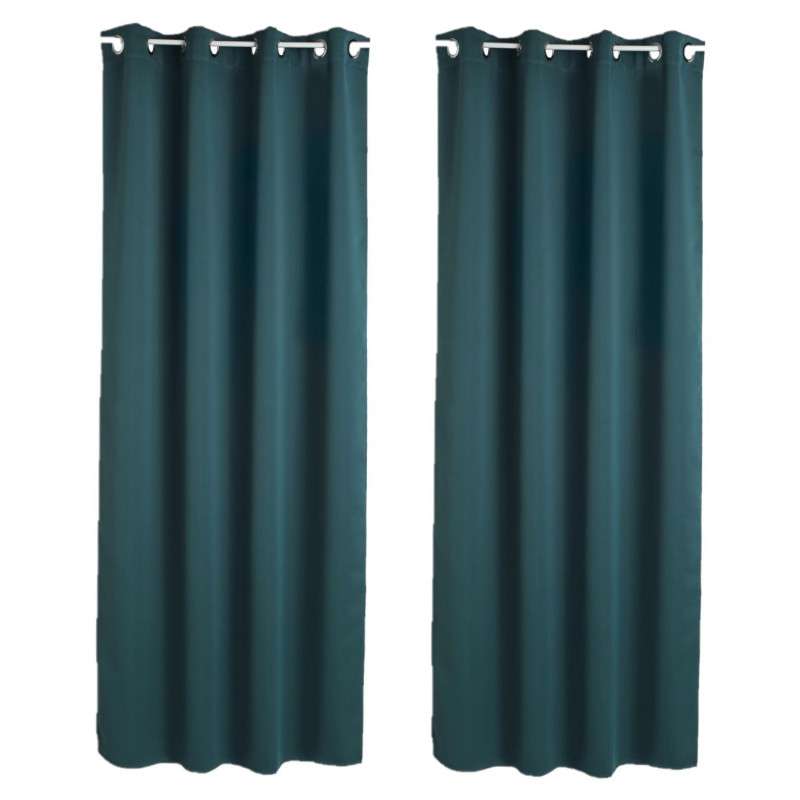 Lot de 2 Rideaux occultants Louisa - 140 x 260 cm - Bleu orage