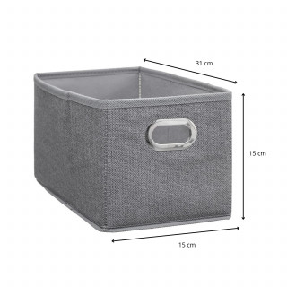 Lot de 2 Boites de rangement Largeur 15 x Hauteur 31 cm - Gris clair chiné