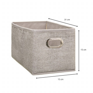 Lot de 2 boîtes de rangement en tissu L. 31 x l.15 x H. 15 cm - Beige chiné