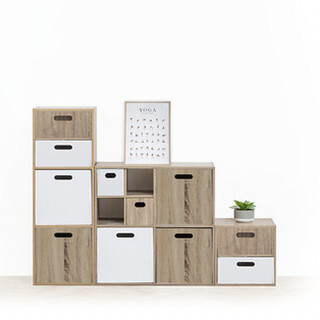 Lot de 2 boîtes de rangement blanches - L. 31 x l. 31 x H. 31 cm - MIX N' MODUL