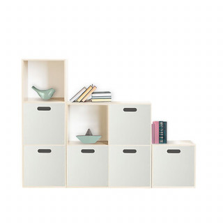 Lot de 2 boîtes de rangement blanches - L. 31 x l. 31 x H. 31 cm - MIX N' MODUL