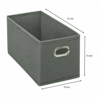 Lot de 2 Boites de rangement en tissu avec poignée - Longueur 31 x Hauteur 15 cm - Vert Kaki