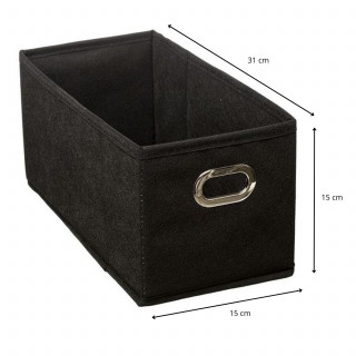 Lot de 2 Boites de rangement en tissu avec poignée - Longueur 31 x Hauteur 15 cm - Noir