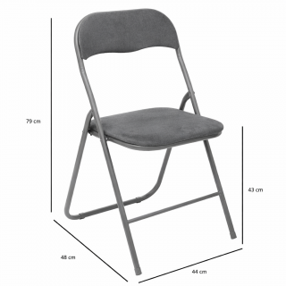Chaise pliante effet velours gris