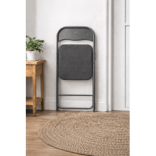 Chaise pliante effet velours gris