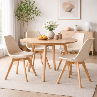 Lot de 4 Chaises design scandinave Baya - Beige