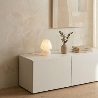 Lampe champignon en verre - Hauteur 18 cm - Blanc
