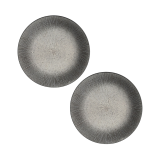 Lot 2x Assiette plate Atelier - Céramique - Gris