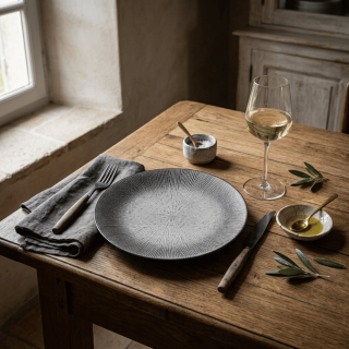 Lot 2x Assiette plate Atelier - Céramique - Gris