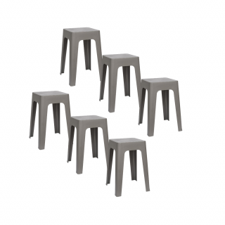 Lot de 6 tabourets empilables SPECTRA - Gris
