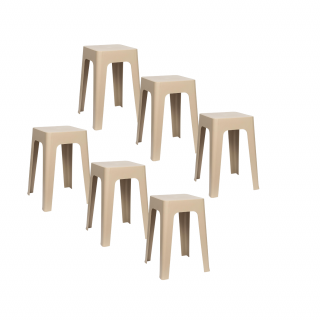Lot de 6 tabourets empilables SPECTRA - Beige