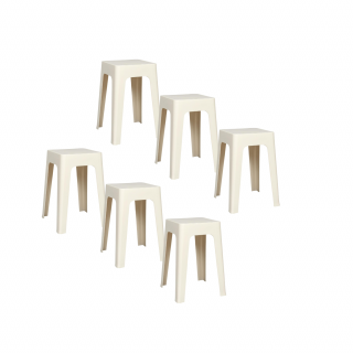 Lot de 6 tabourets empilables SPECTRA - Crème