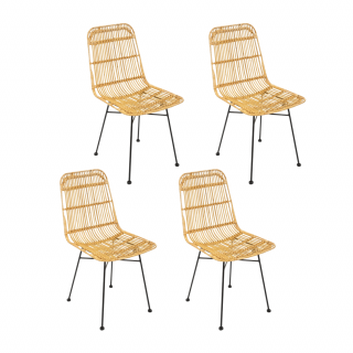Lot de 4 Chaises en rotin Kubu - Beige
