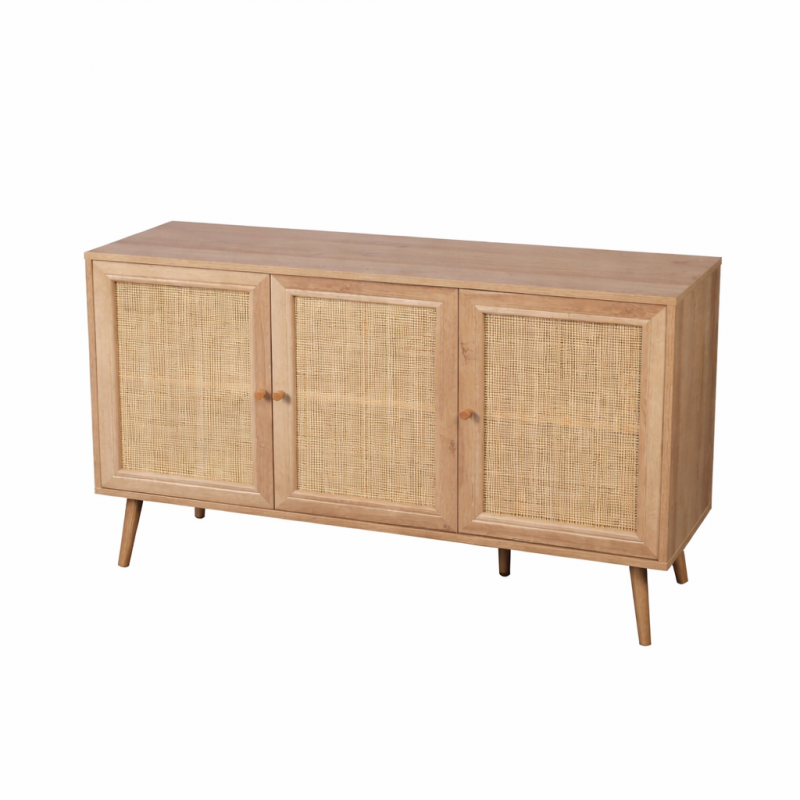 Buffet 3 portes Bali en cannage - Hauteur 70 cm