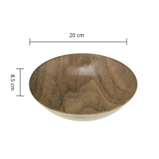 Lot 6x Assiette creuse design bois Mood - Diam. 20 cm - Marron