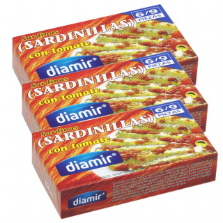Lot 3x Sardines en salsa de tomate - Conserve 90g