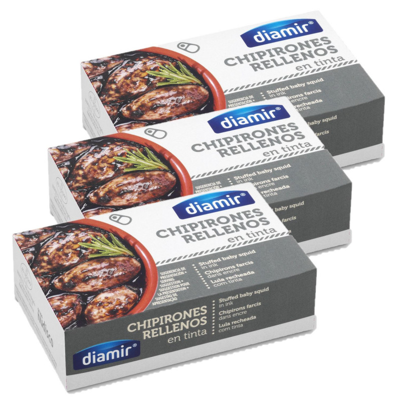 Lot 3x Chipirons farcis à l'encre - Conserve 110g