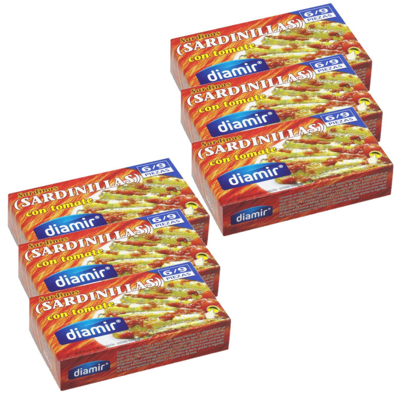 Lot 6x Sardines en salsa de tomate - Conserve 90g