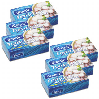 Lot 6x Morceaux d'encornets géants à l'huile - Conserve 111g