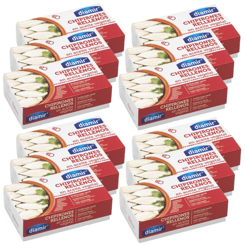 Lot 12x Chipirons farcis dans l'huile - Conserve 110g