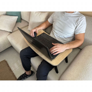 Support d'ordinateur portable pliable effet chêne avec pieds rabattables