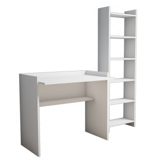 Ensemble bureau avec bibliothèque intégrée 6 niveaux blanc MILAN