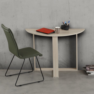 Table console 2-en-1 forme demi-lune Beige - MARBELLE