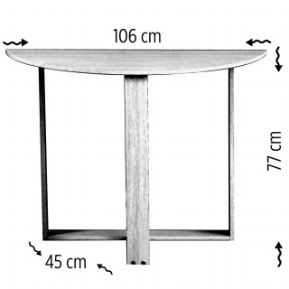 Table console 2-en-1 forme demi-lune Beige - MARBELLE