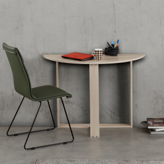 Table console 2-en-1 forme demi-lune Beige - MARBELLE