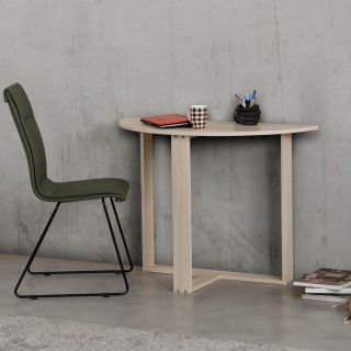 Table console 2-en-1 forme demi-lune Beige - MARBELLE