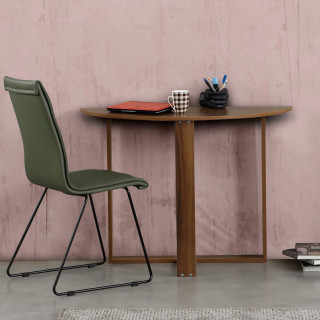 Table console 2-en-1 forme demi-lune MARBELLE - Marron
