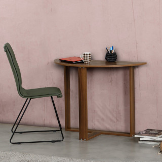 Table console 2-en-1 forme demi-lune MARBELLE - Marron