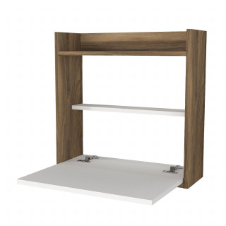 Bureau suspendu rabattable avec rangements Marron et Blanc - HELSINKI