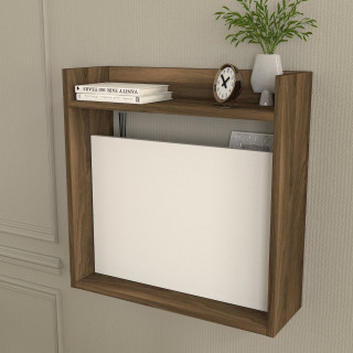 Bureau suspendu rabattable avec rangements Marron et Blanc - HELSINKI