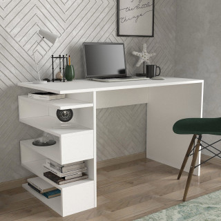 Bureau design blanc avec rangements latéraux - AARHURS