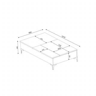 Table basse relevable décor noyer avec rangements intégrés - UPPSALA