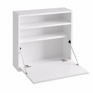 Bureau mural rabattable Blanc avec 2 étagères intégrées - TULUM