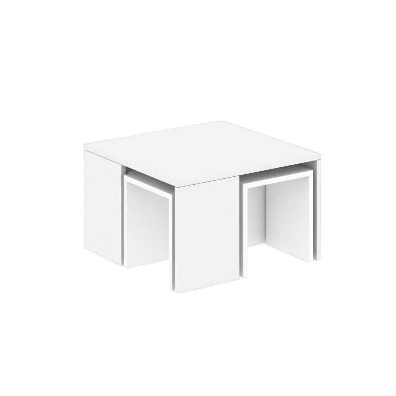 Ensemble table basse et 3 tables d'appoint gigognes Blanc - ROSKILDE
