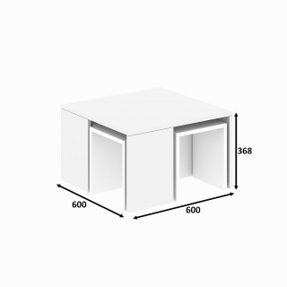 Ensemble table basse et 3 tables d'appoint gigognes Blanc - ROSKILDE