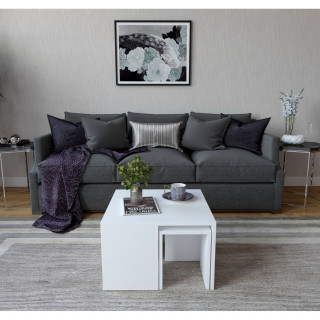 Ensemble table basse et 3 tables d'appoint gigognes Blanc - ROSKILDE
