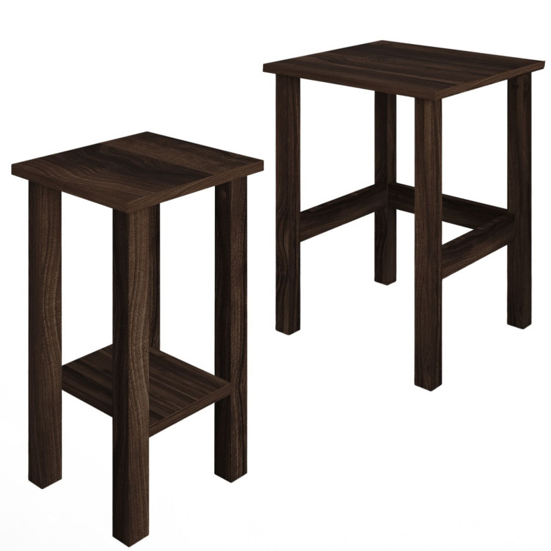Lot de 2 tables gigognes décor Noyer - LINO