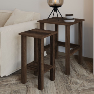 Lot de 2 tables gigognes décor Noyer - LINO