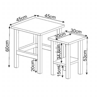 Lot de 2 tables gigognes décor Noyer - LINO