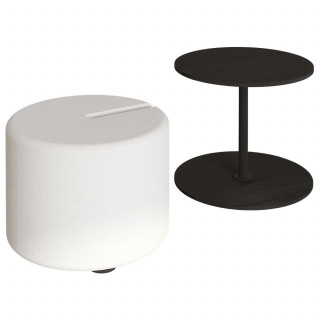 Ensemble table basse noire et pouf blanc gigogne - ORBIT