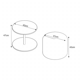 Ensemble table basse noire et pouf blanc gigogne - ORBIT