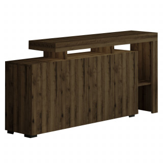 Buffet lumineux décor Noyer 4 portes avec niches ouvertes DAKOTA